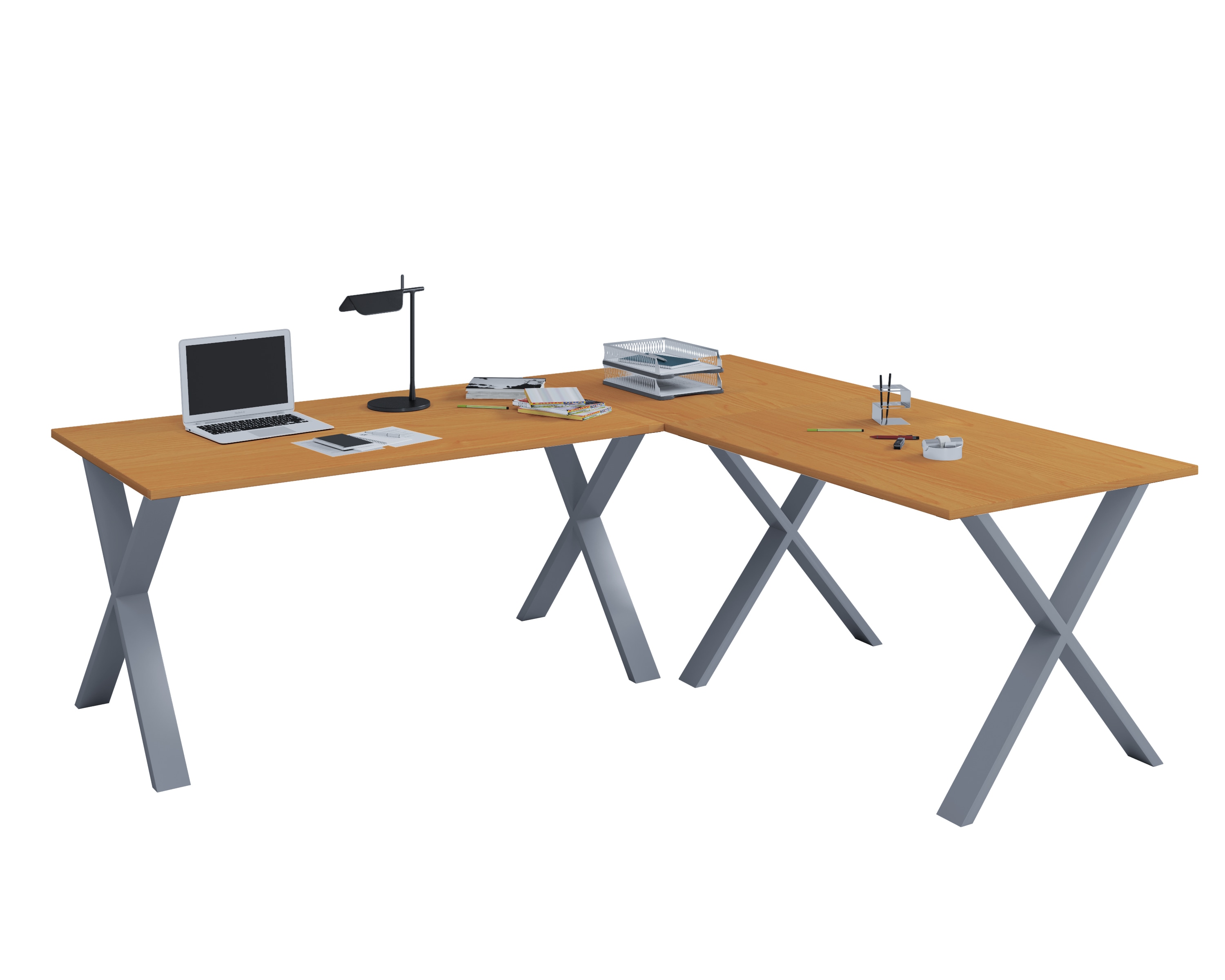 VCM VCM Holz Schreibtisch | Eckschreibtisch schlicht | 130x130 | L Form links oder rechts | Arbeitstisch Platte 50 cm tief | Computertisch B&uuml;rom&ouml;bel - Lona X 
