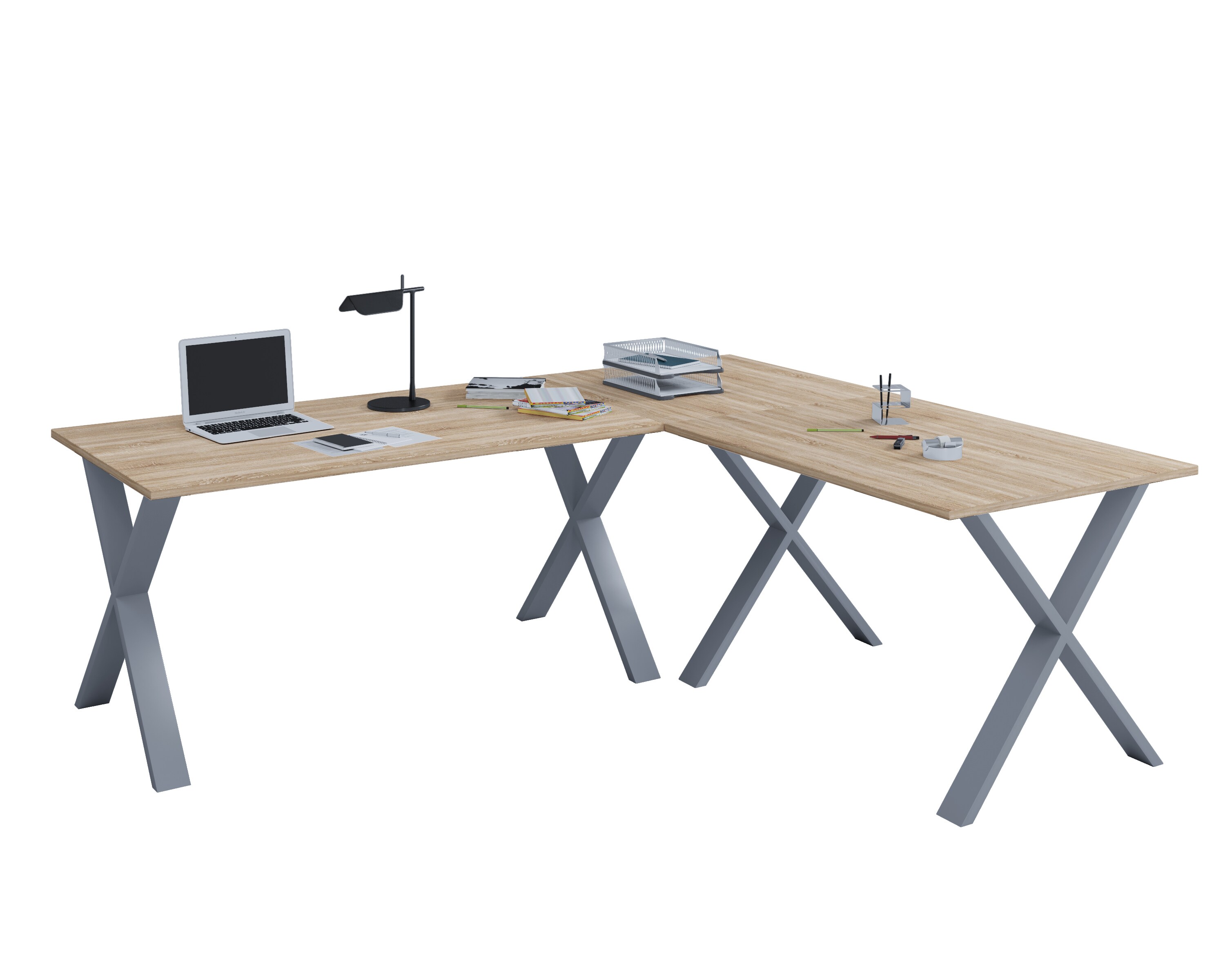 VCM VCM Holz Schreibtisch | Eckschreibtisch schlicht | 160x160 | L Form links oder rechts | Arbeitstisch Platte 80 cm tief | Computertisch B&uuml;rom&ouml;bel - Lona X 