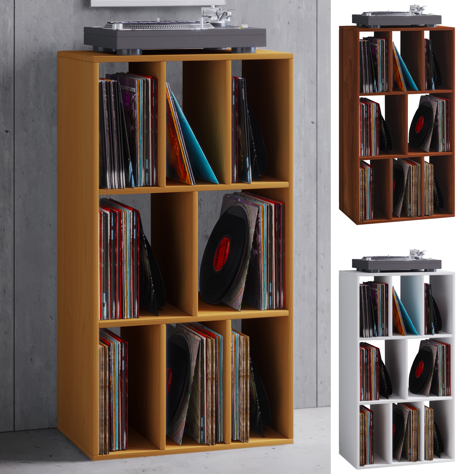 VCM Holz Schallplattenregal | Raumteiler | Ma&szlig;e H. 120 x B. 60 x T. 40 cm | Medienregal - Schaltino 