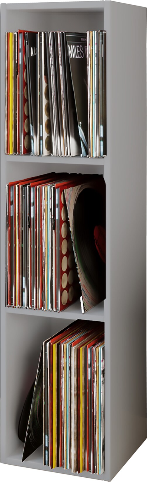 VCM Holz Schallplatten Regal Stand Regal mit 3 Fächer für 100 Schallplatten Maße: H. 107 x B. 34 x T. 30 cm - Platto