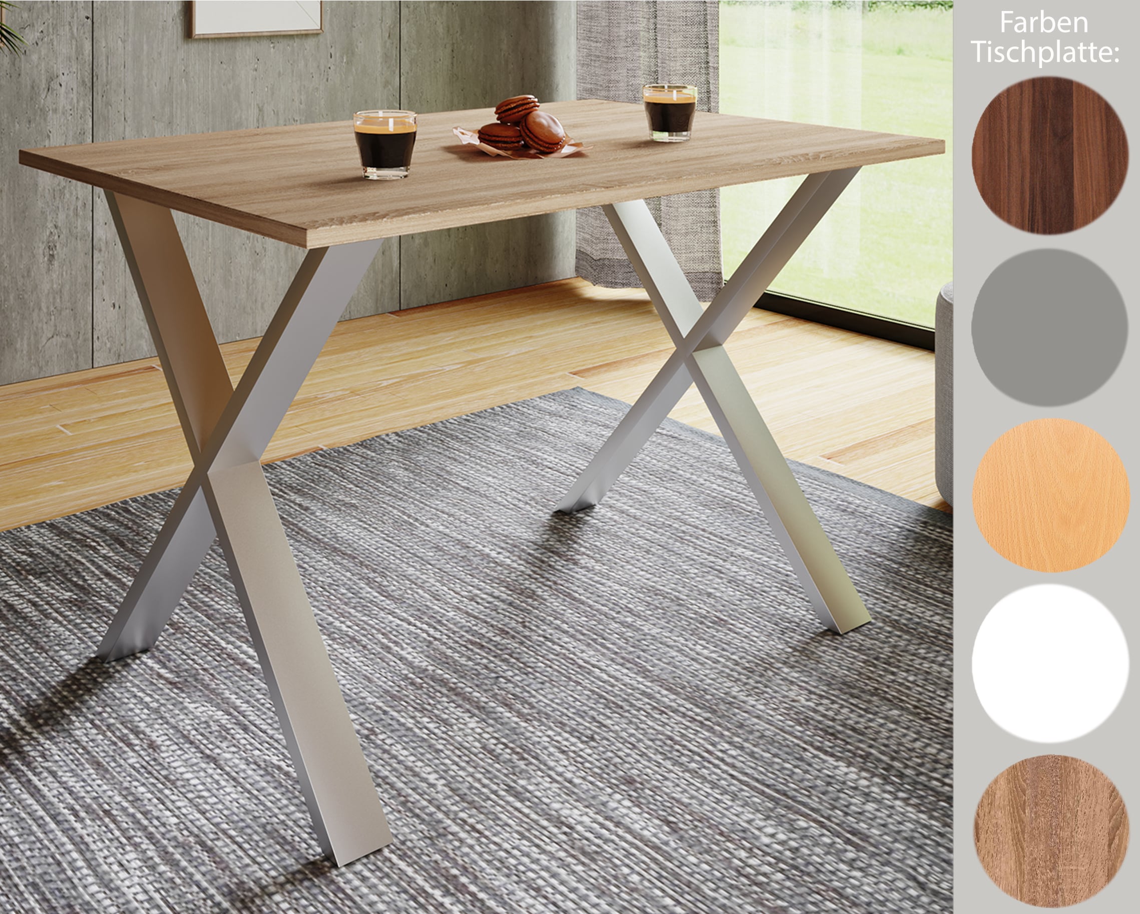 VCM Premium Holz Esstisch | H. 76 x B. 80 x T. 50 cm | K&uuml;chentisch Speisetisch Tisch Xona X 