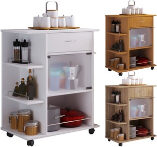 VCM Küchenwagen | Rollwagen mit Schublade und Ablage | Maße Küchenwagen ca. H. 80 x B. 65 x T. 39 cm | rollbar | Servierwagen - Pocis 