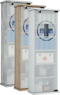 VCM Medizinschrank | Maße ca. H. 92 x B. 31 x T. 18 cm | Apothekerschrank abschließbar | Arzneischrank - Gusal 