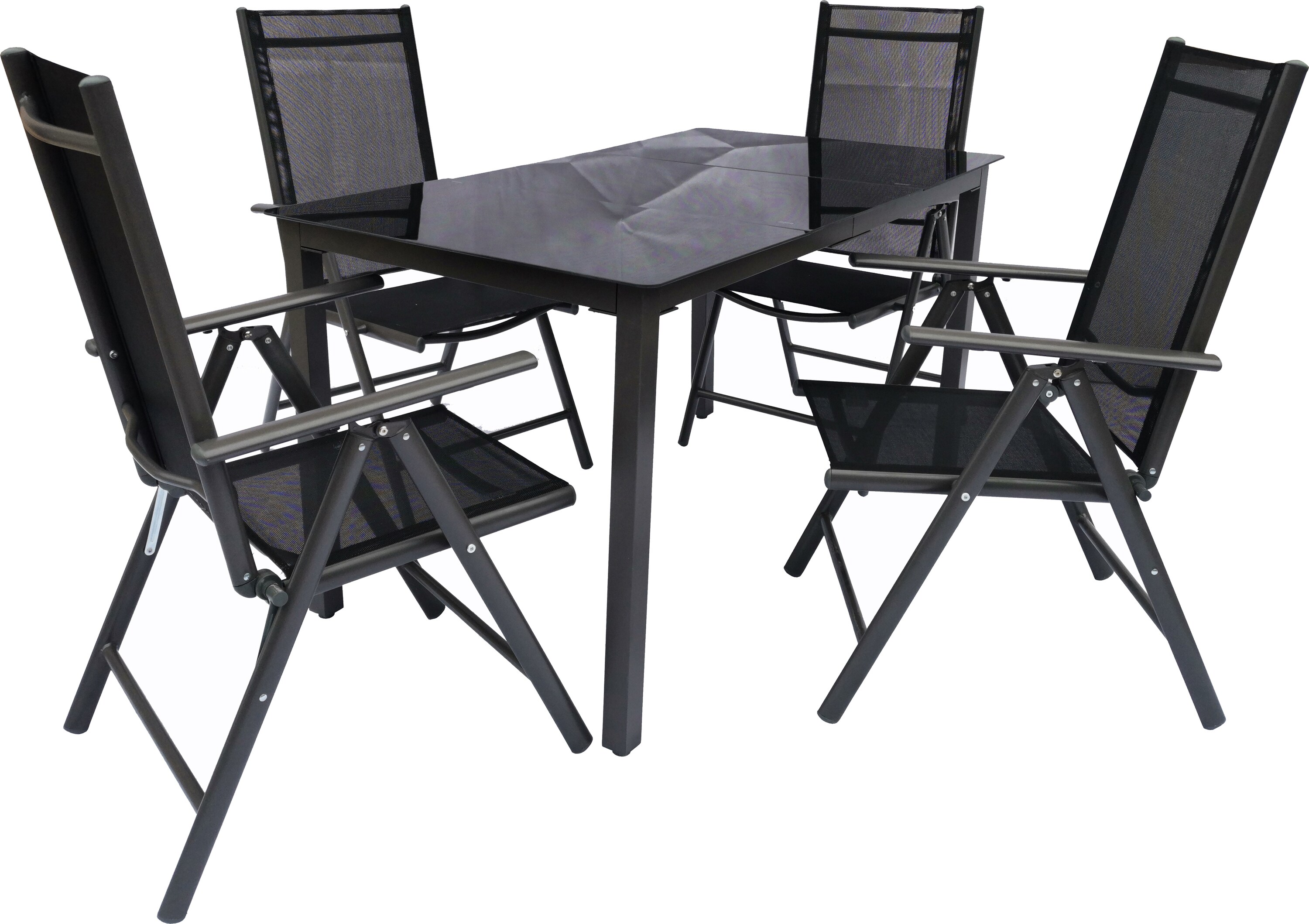 VCM 5-tlg Gartenm&ouml;bel Set | Sitzgruppe Essgruppe | 1xTisch, 4x St&uuml;hle | Tisch Ma&szlig;e ca. H. 76 x B. 140 x T. 80 cm | Garten Set &ndash; St&uuml;hle 140 SW 