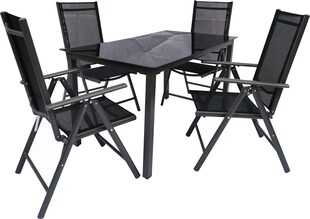 VCM 5-tlg Gartenmöbel Set | Sitzgruppe Essgruppe | 1xTisch, 4x Stühle | Tisch Maße ca. H. 76 x B. 140 x T. 80 cm | Garten Set – Stühle 140 SW 