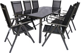 VCM 9-tlg Gartenmöbel Set | Sitzgruppe Essgruppe | 1xTisch, 8x Stühle | Tisch Maße ca. H. 76 x B. 189 x T. 90 cm | Garten Set – Stühle 189 SW 