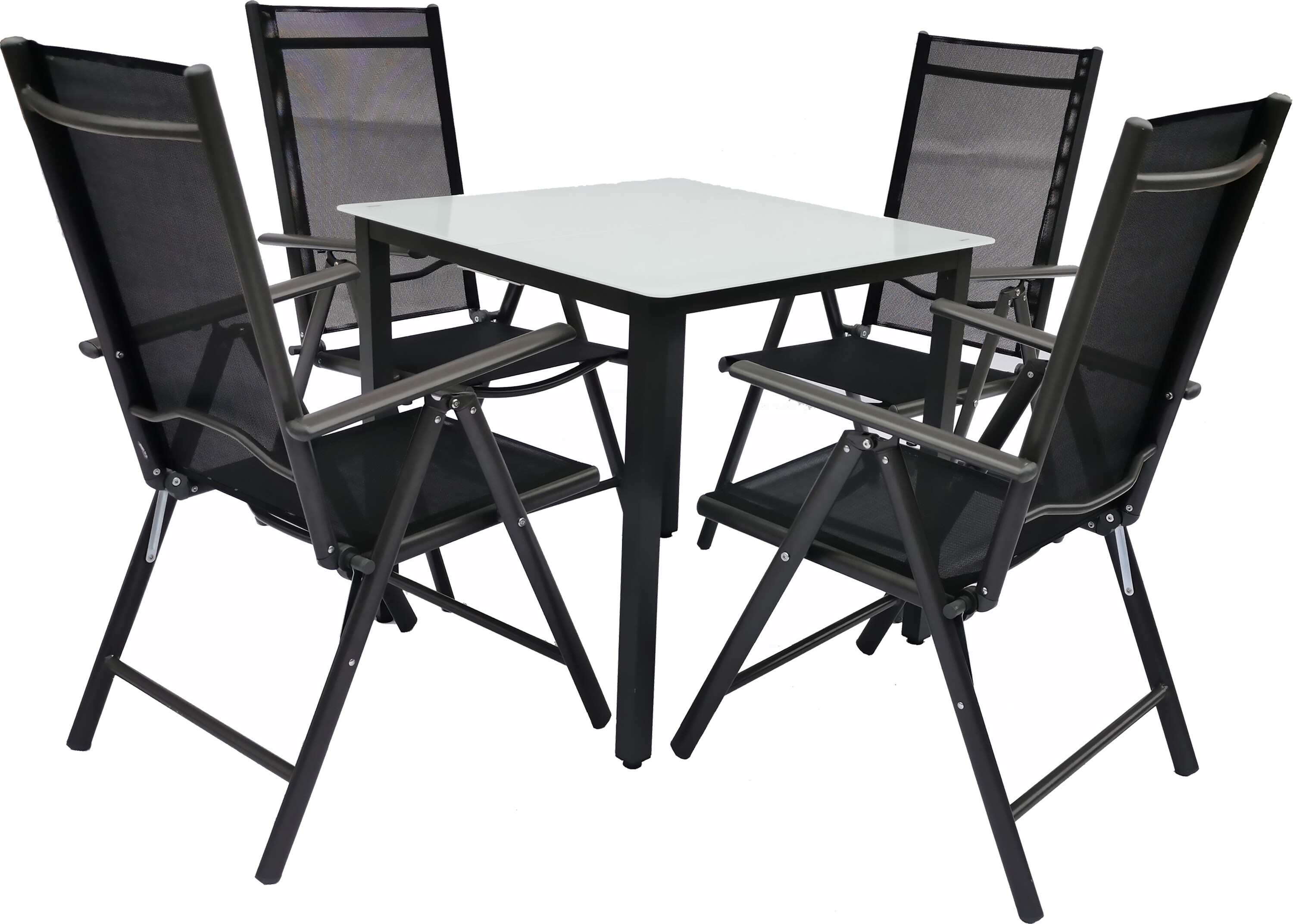 VCM 5-tlg Gartenm&ouml;bel Set | Sitzgruppe Essgruppe | 1xTisch, 4x St&uuml;hle | Tisch Ma&szlig;e ca. H. 76 x B. 80 x T. 80 cm | Garten Set &ndash; St&uuml;hle 80 MA 