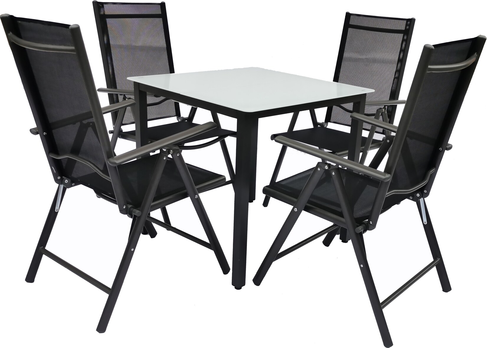 5-tlg Gartenmöbel Set   Sitzgruppe Essgruppe   1xTisch, 4x Stühle   Tisch Maße ca. H. 76 x B. 80 x T. 80 cm   Garten Set – Stühle 80 MA