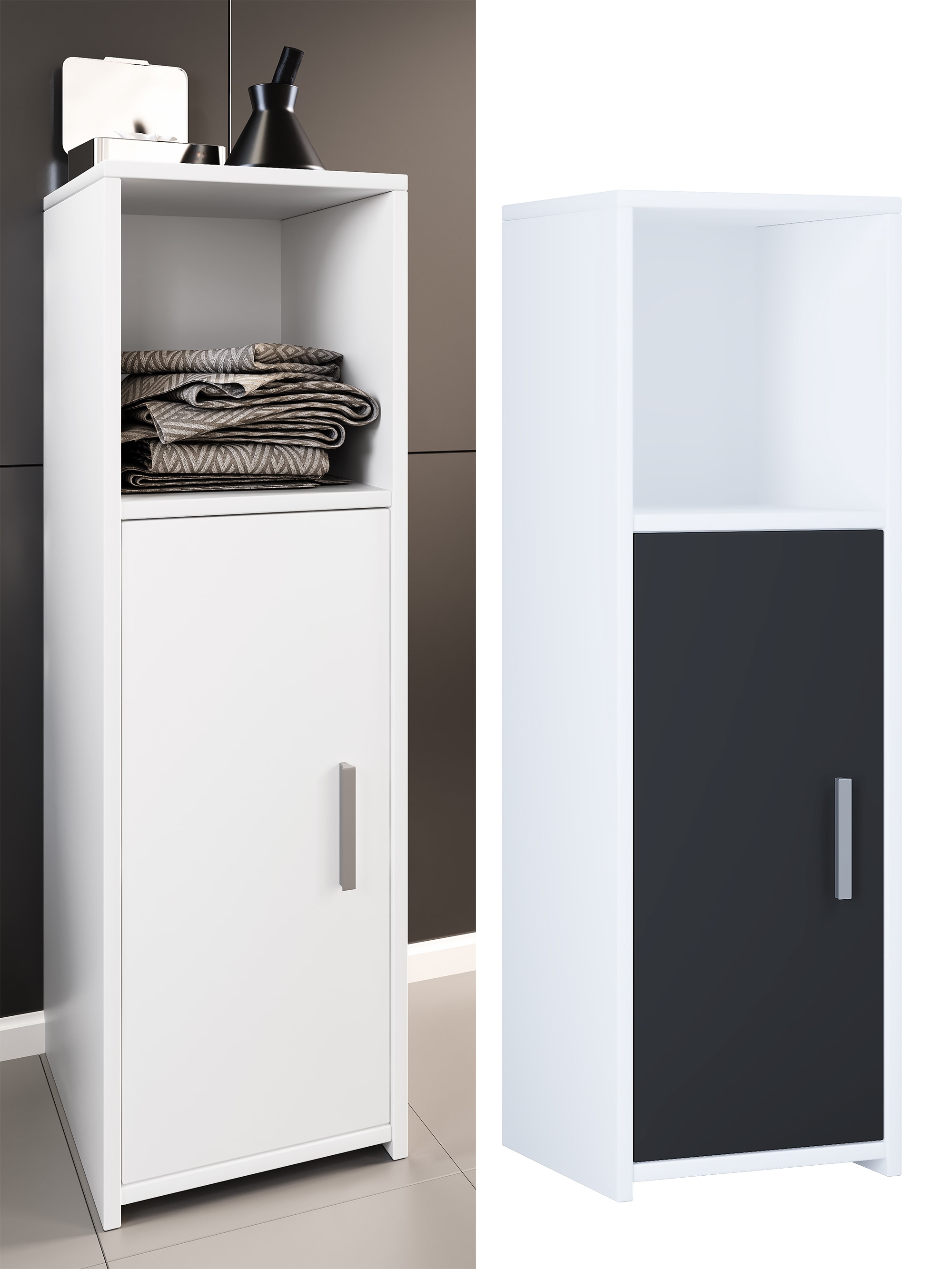 VCM Holz Midischrank Ma&szlig;e: H. 95 x B. 30 x T. 30 cm | 1 Dreht&uuml;r und 1 offenes Fach - Zalo L 