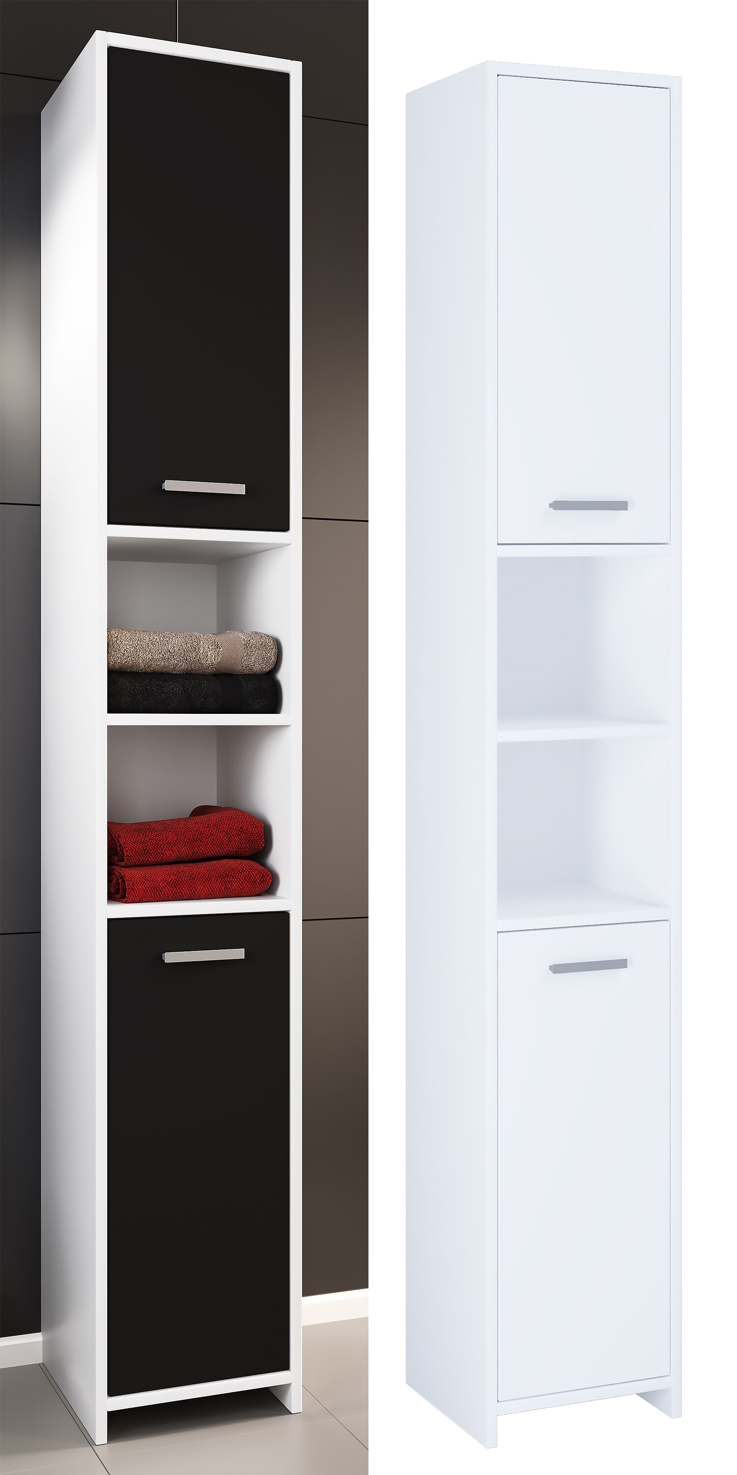 VCM Holz Badezimmerschrank | Badm&ouml;bel | Stand Badschrank | Badezimmer | Hochschrank | Ma&szlig;e ca. H. 180 x B. 30 x T. 30 cm - Zalo 