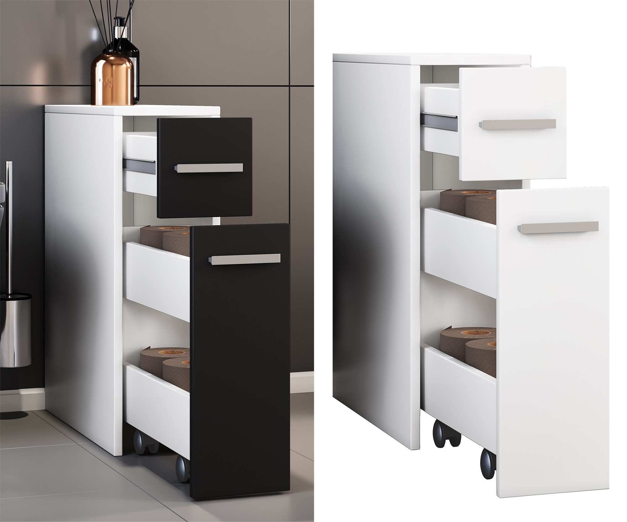 VCM Holz Midischrank | Nischenschrank | Ma&szlig;e: H. 61 x B. 20 x T. 45 cm | Raumteiler | 2 Schubladen - Zalo 