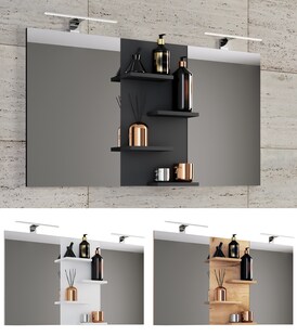 VCM Badspiegel rahmenlos | Wandspiegel mit Ablagefächer | modernes Design | Maße ca. H. 59 x 112 cm x T. 12 cm | Wandspiegel – Budasi 