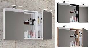 VCM Badschrank zeitlos | Maße ca. H. 59 x B. 112 cm T. 12 cm | Zwei Drehtüren mit Ablagefächer | Spiegelschrank - Budasi 