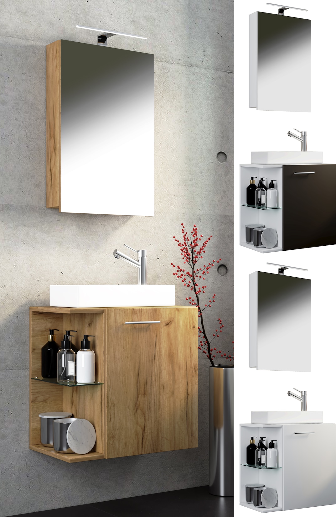 VCM Waschtisch "3-tlg Gäste WC Waschplatz Waschtisch Hausa Schrank" 3 Stk. tlg.