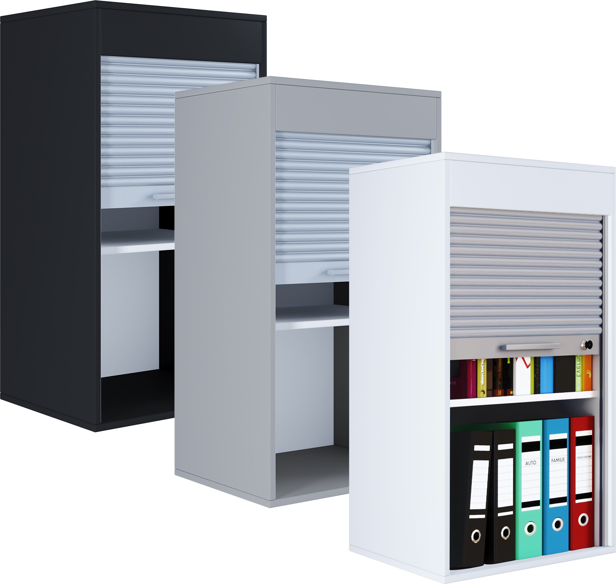 VCM B&uuml;roschrank | Aktenschrank mit Rollladen| Ma&szlig;e ca. H. 93 x B. 50 x T. 40 cm &ndash; Aktos L 