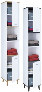 VCM Holz Badezimmerschrank | Badmöbel | Stand Badschrank | Badezimmer | Hochschrank | Maße ca. H. 181 x B. 32 x T. 28 cm - Landos 