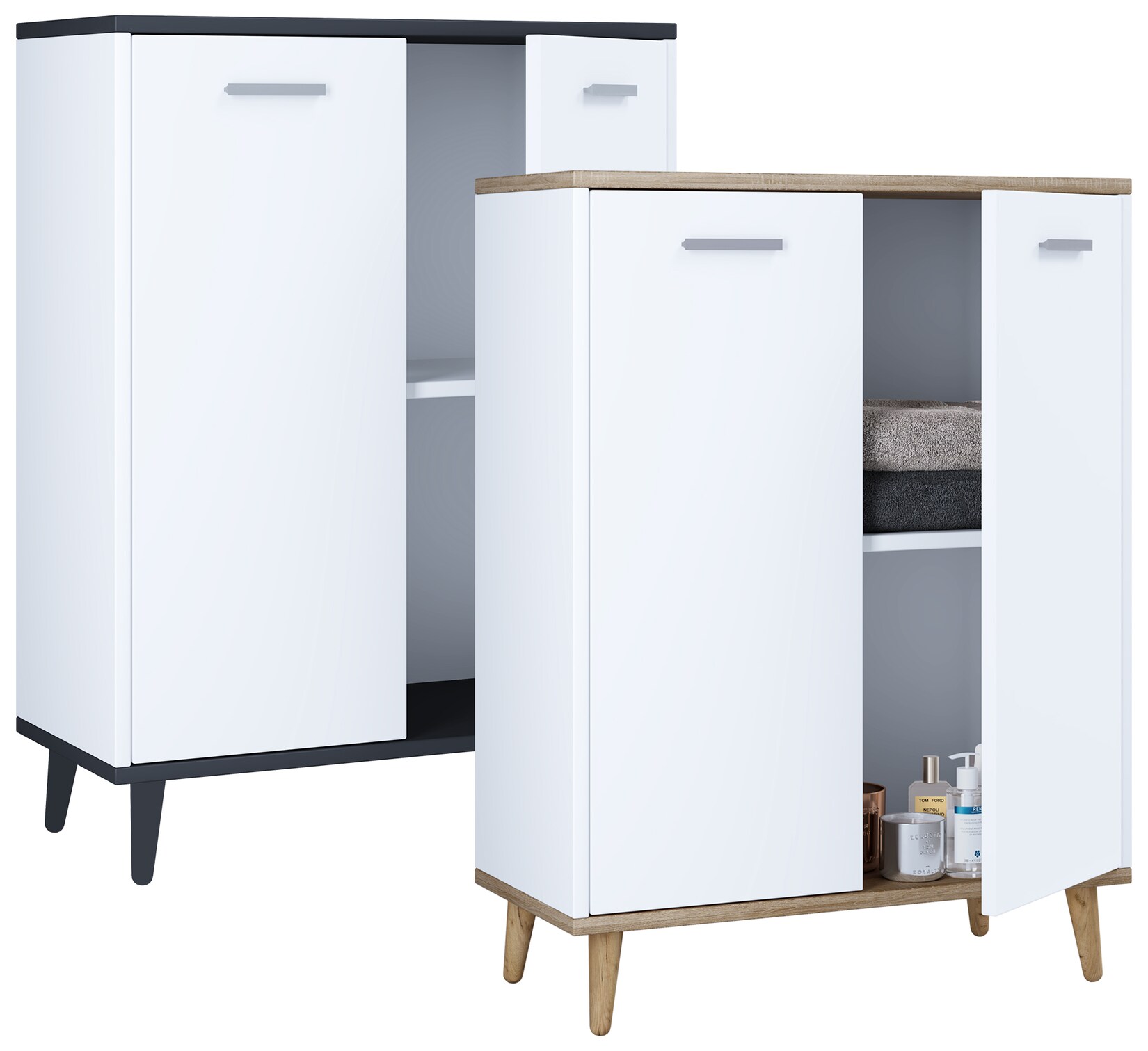 Commode Et Sideboard Lindas H. 81 X L. 60 X P. 28 Cm Blanc / Anthrazit