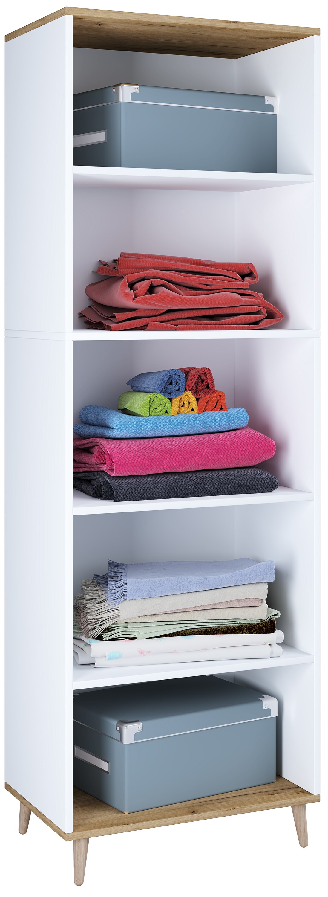 VCM Holz Regal | 5 F&auml;cher | Ma&szlig;e: H. 240 x B. 70 x T. 39 cm | Schuhregal | Mehrzweckschrank | - Landos 