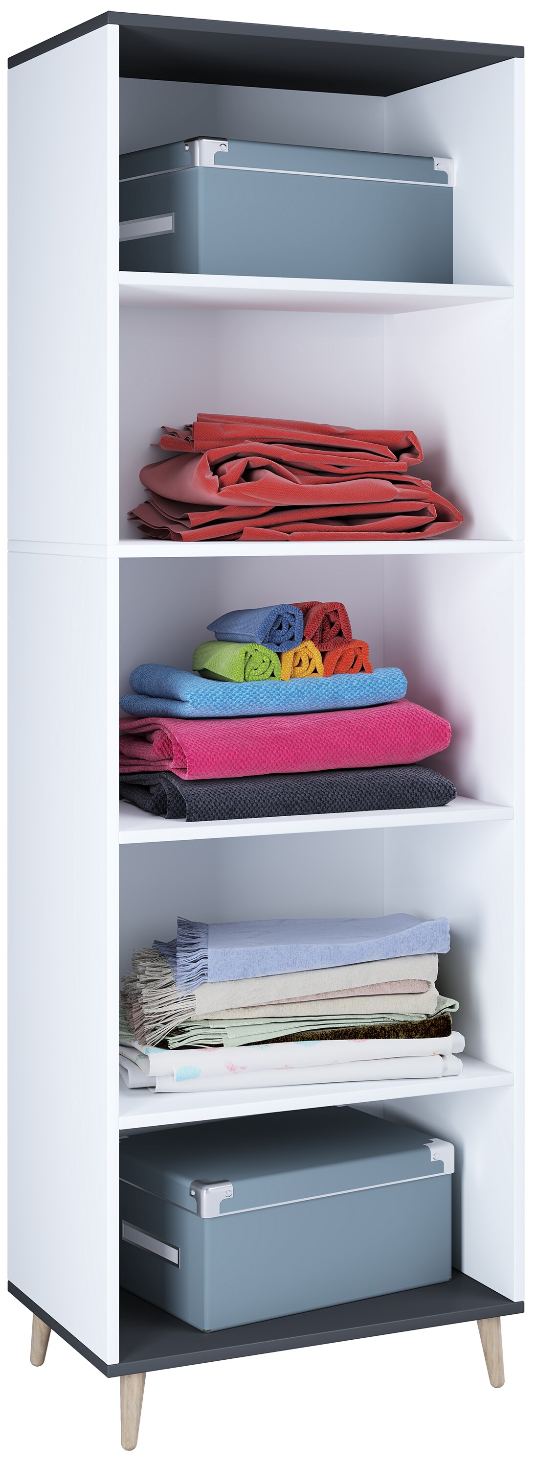 VCM Holz Regal | 5 F&auml;cher | Ma&szlig;e: H. 240 x B. 70 x T. 39 cm | Schuhregal | Mehrzweckschrank | - Landos 