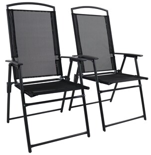 VCM 2er Set Gartenstuhl | Stuhl-Maße ca. H. 105 x B. 61 x T. 56 cm | Hochlehner | gespanntes Netzgewebe garantiert bequemes Sitzen | Alu Hochlehner Balkonstuhl 