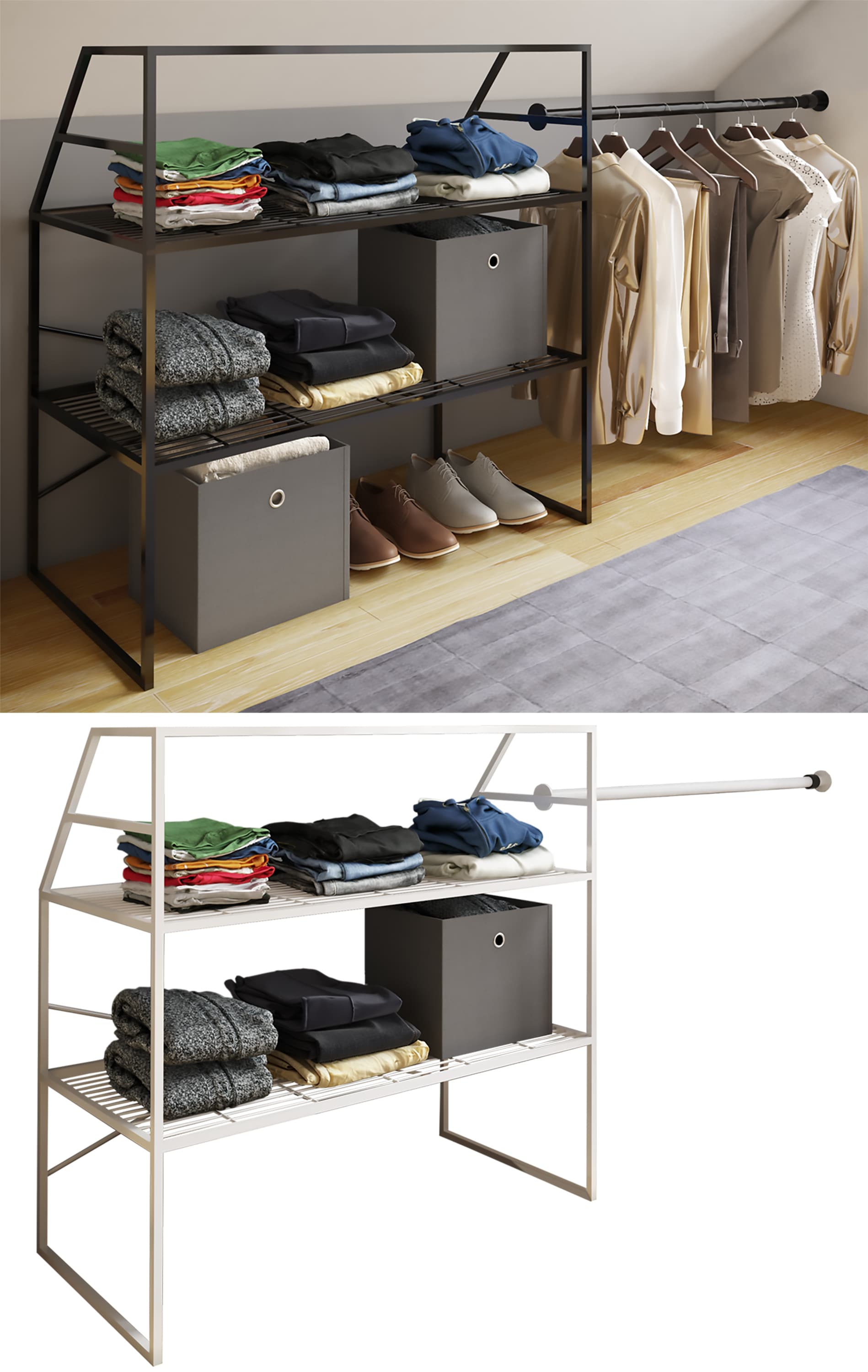 VCM Metall Kleiderschrank |offener Schrank | begehbarer |Dachschr&auml;gen Regal | Ma&szlig;e ca. B. 100 x H. 100 x T. 50 cm - Disal 