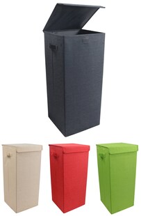 VCM Wäschekorb | Stoff Wäschebox | Wäschetruhe | Maße ca. H. 70 x B. 30 x T. 30 cm | Stoffbox mit Deckel - Dreso L 
