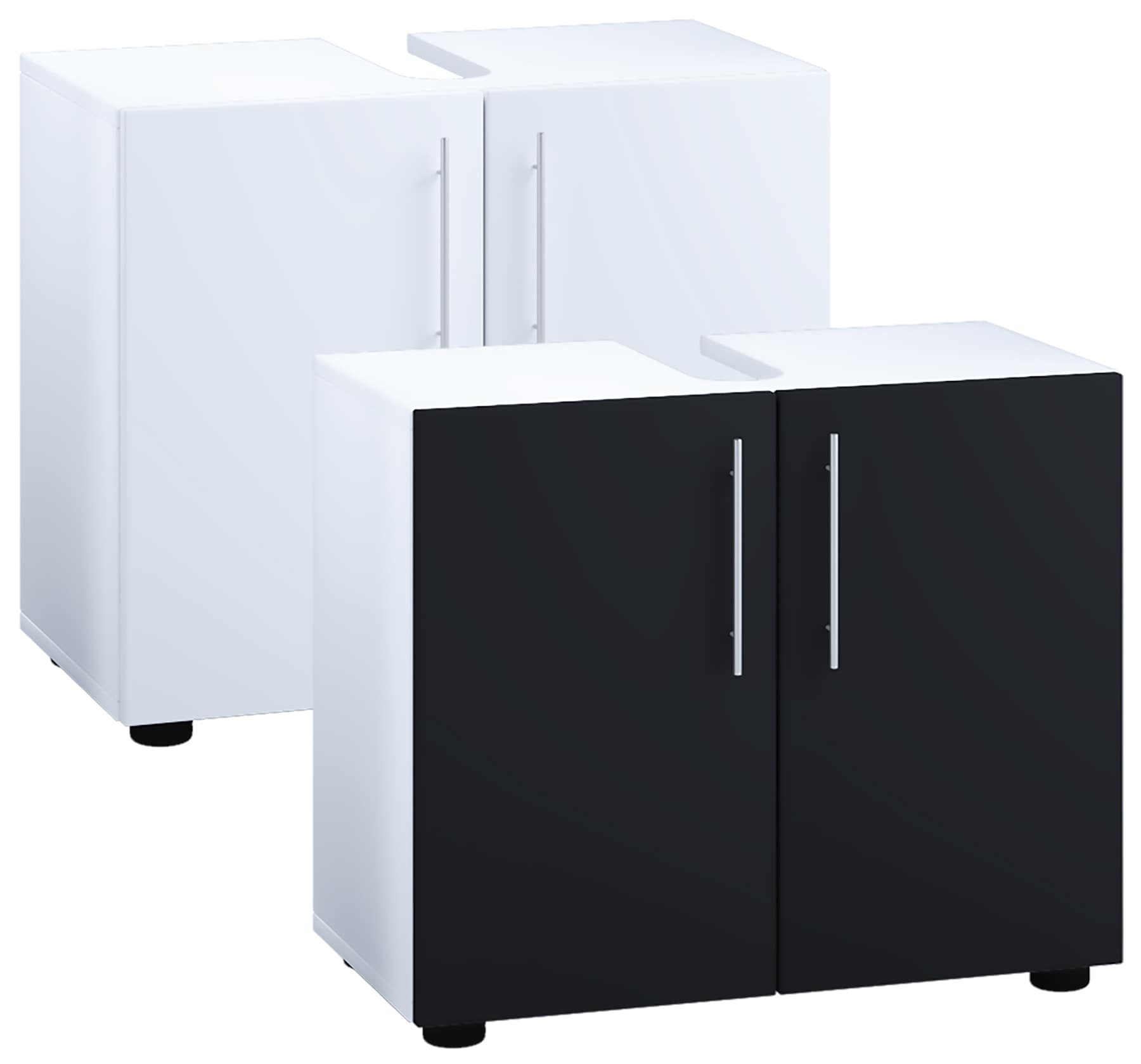 VCM Holz Waschbeckenunterschrank | Badschrank | Ma&szlig;e: H. 51 x B. 60 x T. 30 cm | 2 Dreht&uuml;r | modernes Badezimmerm&ouml;bel - Flandu ll 