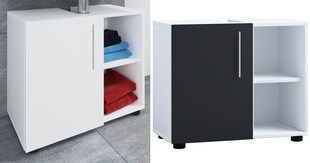 VCM Holz Waschbeckenunterschrank | Badschrank | Maße: H. 51 x B. 60 x T. 30 cm | 1 Drehtür | 2 offene Regalfächer | modernes Badezimmermöbel - Flandu lll 