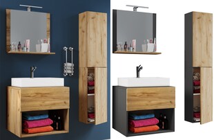 VCM 4-tlg. Waschplatz | Waschtisch Unterschrank Badmöbel Set Waschbecken Lendas II 