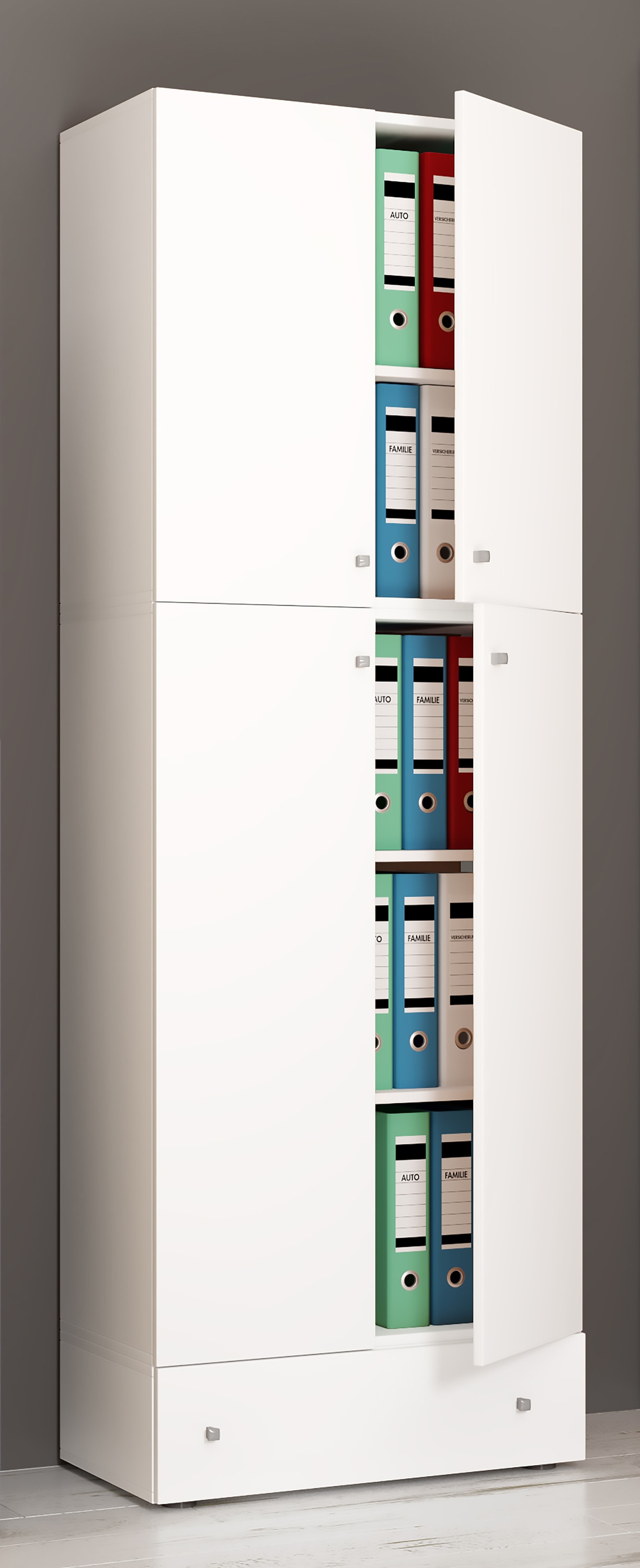 Vandol Büroschrank Mit 5 Fächern – 70x178x40 Cm, Moderner Aktenschrank Mit Drehtüren, Holzoptik