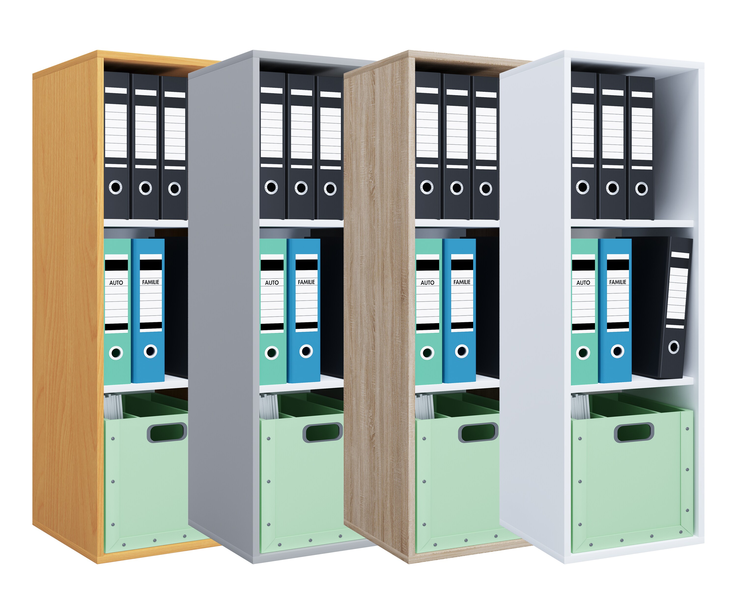 VCM Holzregal stehend | platzsparender Aktenschrank | Ma&szlig;e ca. H. 110 x B. 35 x T. 37 cm | Elegantes Regal | B&uuml;roregal &ndash; Lona I 3f 