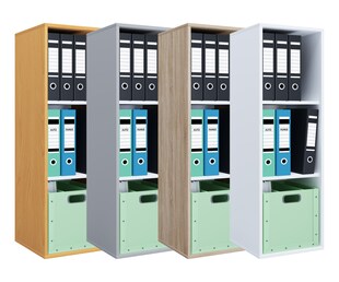 VCM Holzregal stehend | platzsparender Aktenschrank | Maße ca. H. 110 x B. 35 x T. 37 cm | Elegantes Regal | Büroregal – Lona I 3f 