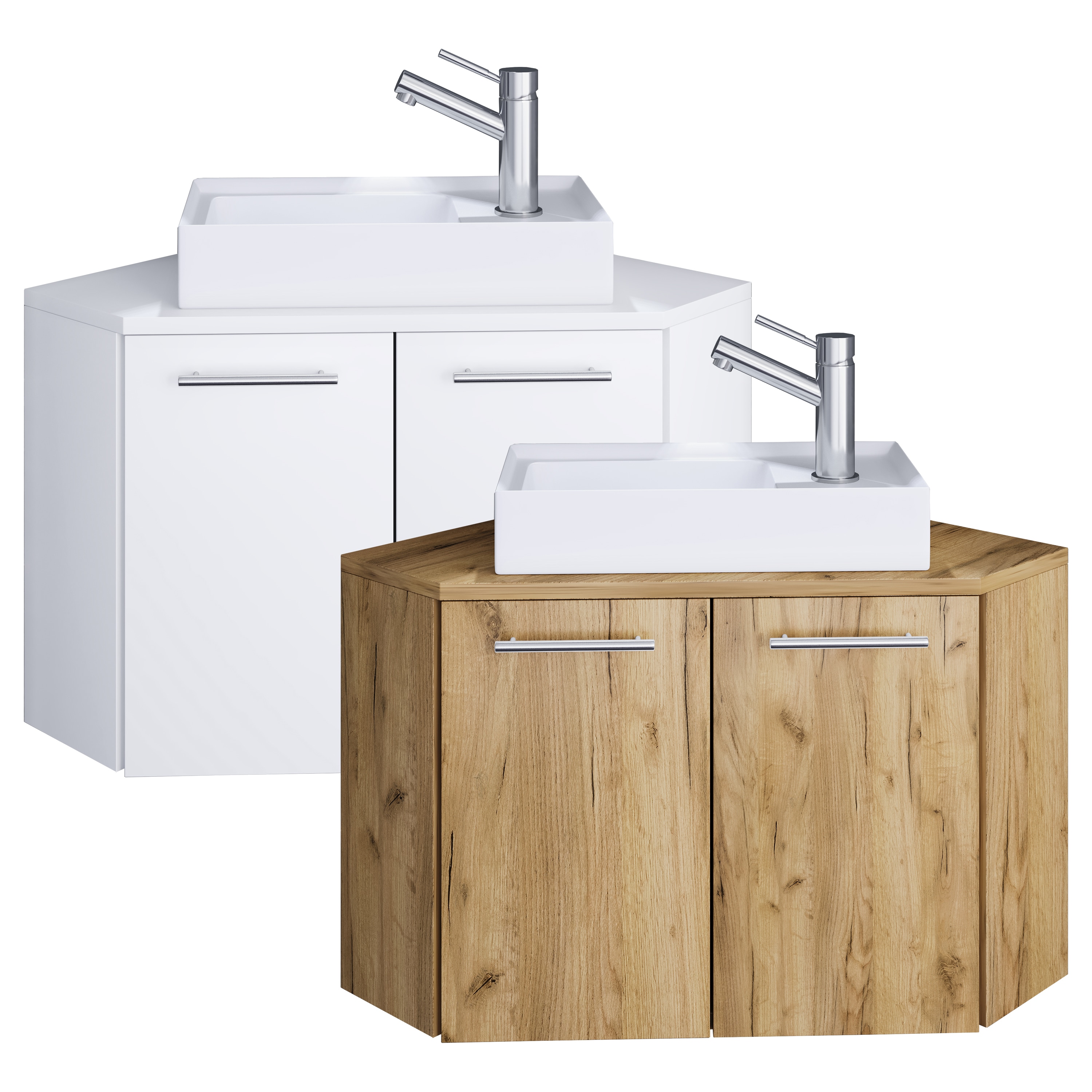 VCM 2-tlg Set | Waschplatz f&uuml;r G&auml;ste WC | G&auml;stebad | Waschtisch Toilette | Badm&ouml;bel Eckschrank | Badezimmer Set &ndash; Vilosa 