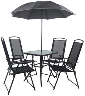 VCM 5-tlg Gartenmöbel Set | Sitzgruppe Essgruppe | 1xTisch, 4x Stühle | Tisch Maße ca. H. 70 x B. 80 x T. 55 cm | Hochlehner Set 80 
