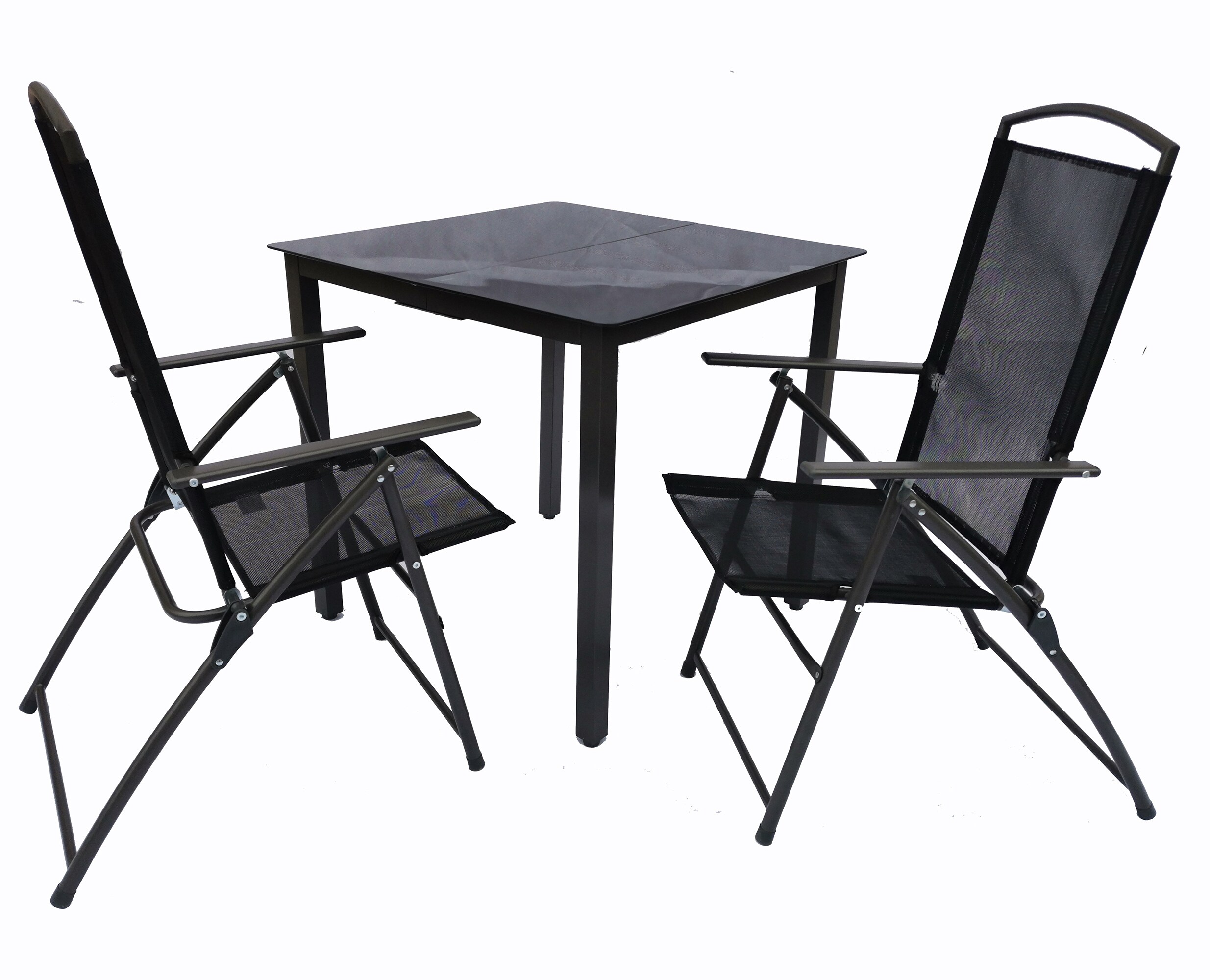 VCM 3-tlg Gartenm&ouml;bel Set | Sitzgruppe Essgruppe | 1x Tisch, 2x St&uuml;hle | Tisch Ma&szlig;e ca. H. 76 x B. 80 x T. 80 cm | Hochlehner Set 80S 