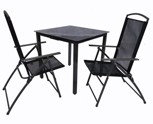 VCM 3-tlg Gartenmöbel Set | Sitzgruppe Essgruppe | 1x Tisch, 2x Stühle | Tisch Maße ca. H. 76 x B. 80 x T. 80 cm | Hochlehner Set 80S 