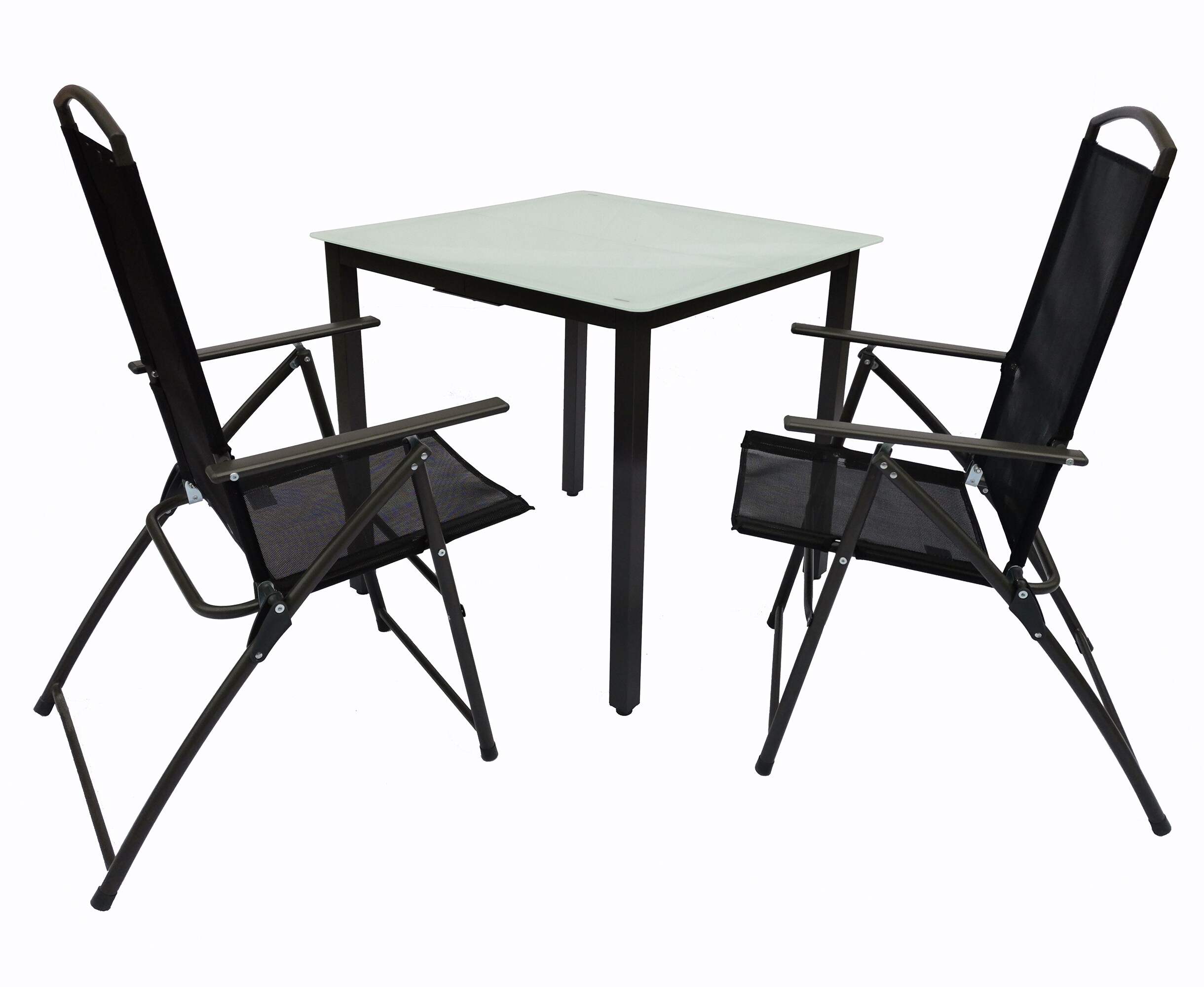 VCM 3-tlg Gartenm&ouml;bel Set | Sitzgruppe Essgruppe | 1x Tisch, 2x St&uuml;hle | Tisch Ma&szlig;e ca. H. 76 x B. 80 x T. 80 cm | Hochlehner Set 80M 