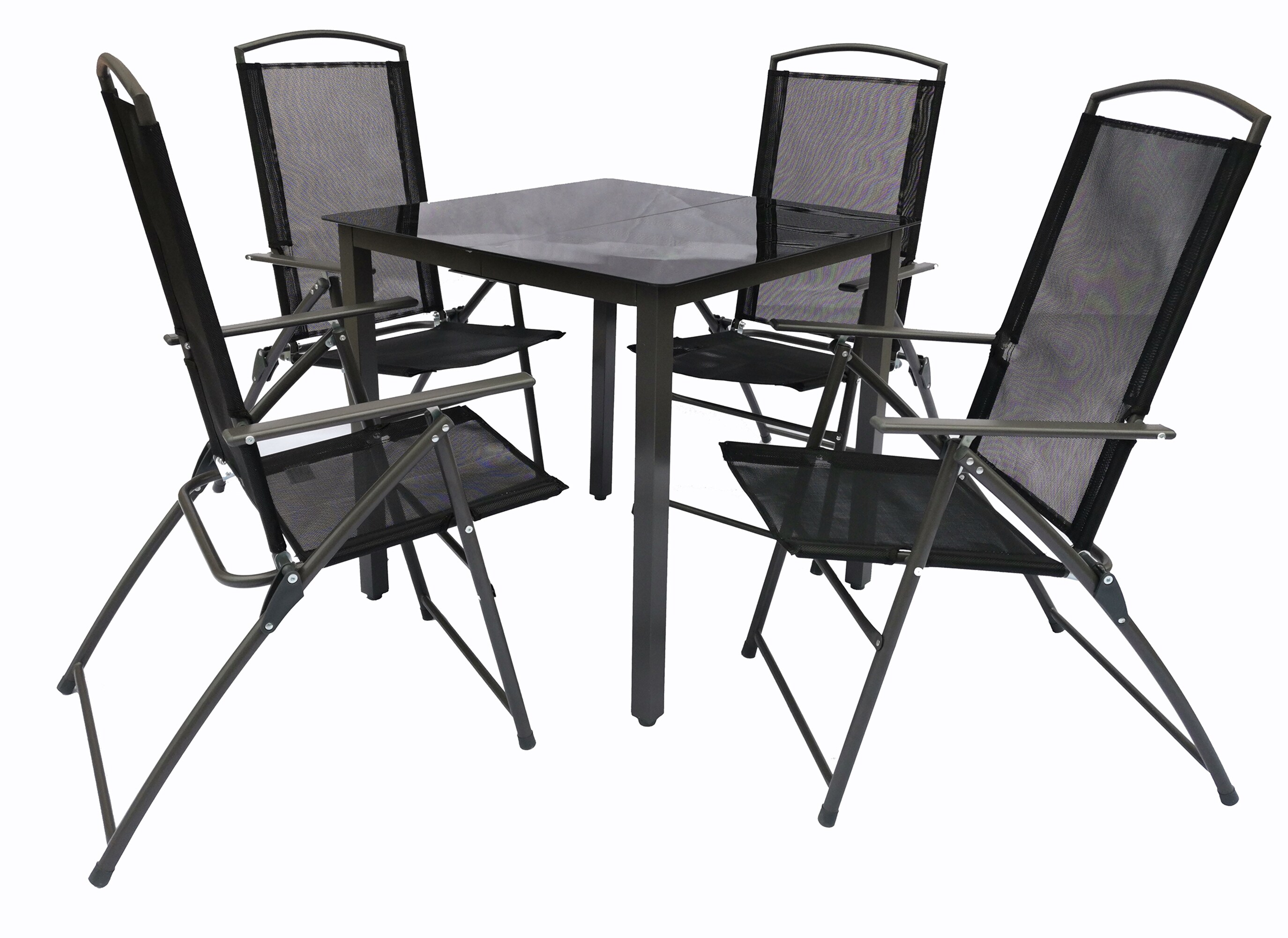 VCM 5-tlg Gartenm&ouml;bel Set | Sitzgruppe Essgruppe | 1x Tisch, 4x St&uuml;hle | Tisch Ma&szlig;e ca. H. 76 x B. 80 x T. 80 cm | Hochlehner Set 80S 