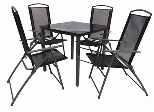 VCM 5-tlg Gartenmöbel Set | Sitzgruppe Essgruppe | 1x Tisch, 4x Stühle | Tisch Maße ca. H. 76 x B. 80 x T. 80 cm | Hochlehner Set 80S 
