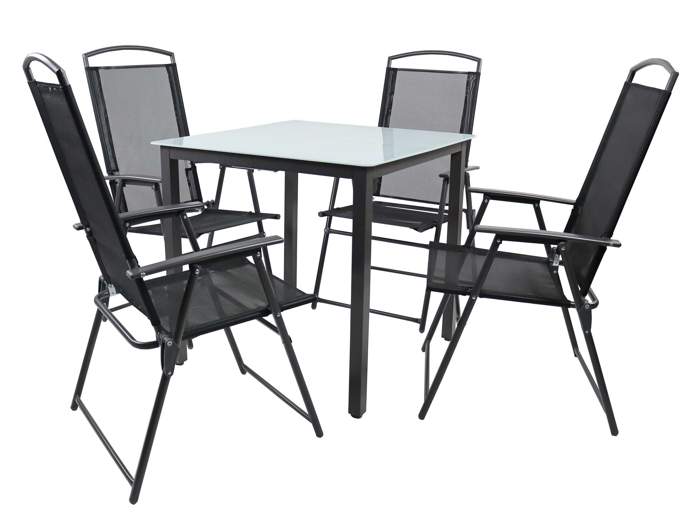 VCM 5-tlg Gartenm&ouml;bel Set | Sitzgruppe Essgruppe | 1x Tisch, 4x St&uuml;hle | Tisch Ma&szlig;e ca. H. 76 x B. 80 x T. 80 cm | Hochlehner Set 80M 