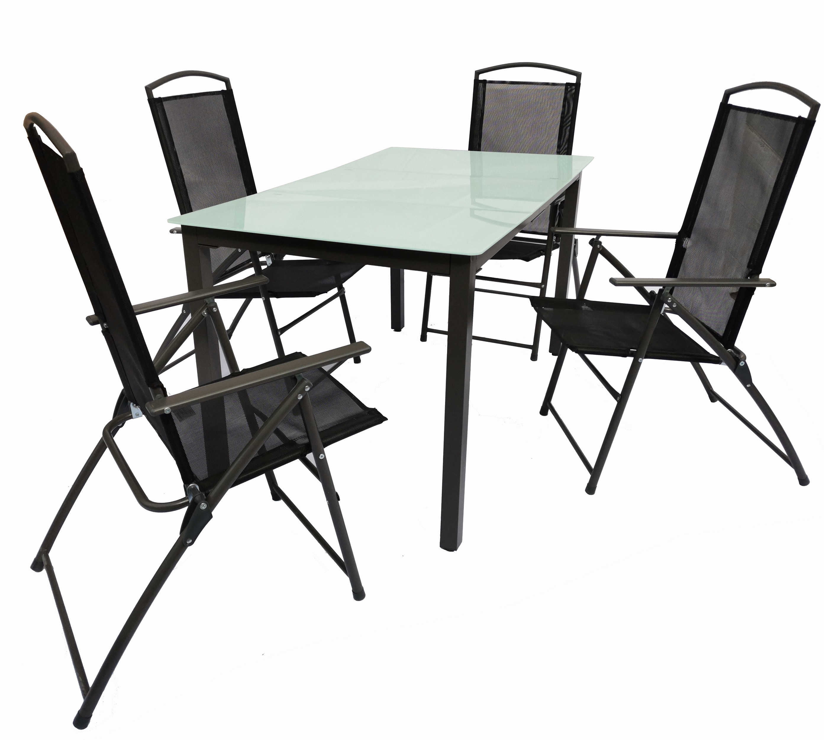 VCM 5-tlg Gartenm&ouml;bel Set | Sitzgruppe Essgruppe | 1x Tisch, 4x St&uuml;hle | Tisch Ma&szlig;e ca. H. 76 x B. 140 x T. 80 cm | Hochlehner Set 140M 