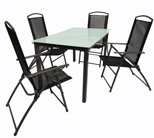 VCM 5-tlg Gartenmöbel Set | Sitzgruppe Essgruppe | 1x Tisch, 4x Stühle | Tisch Maße ca. H. 76 x B. 140 x T. 80 cm | Hochlehner Set 140M 