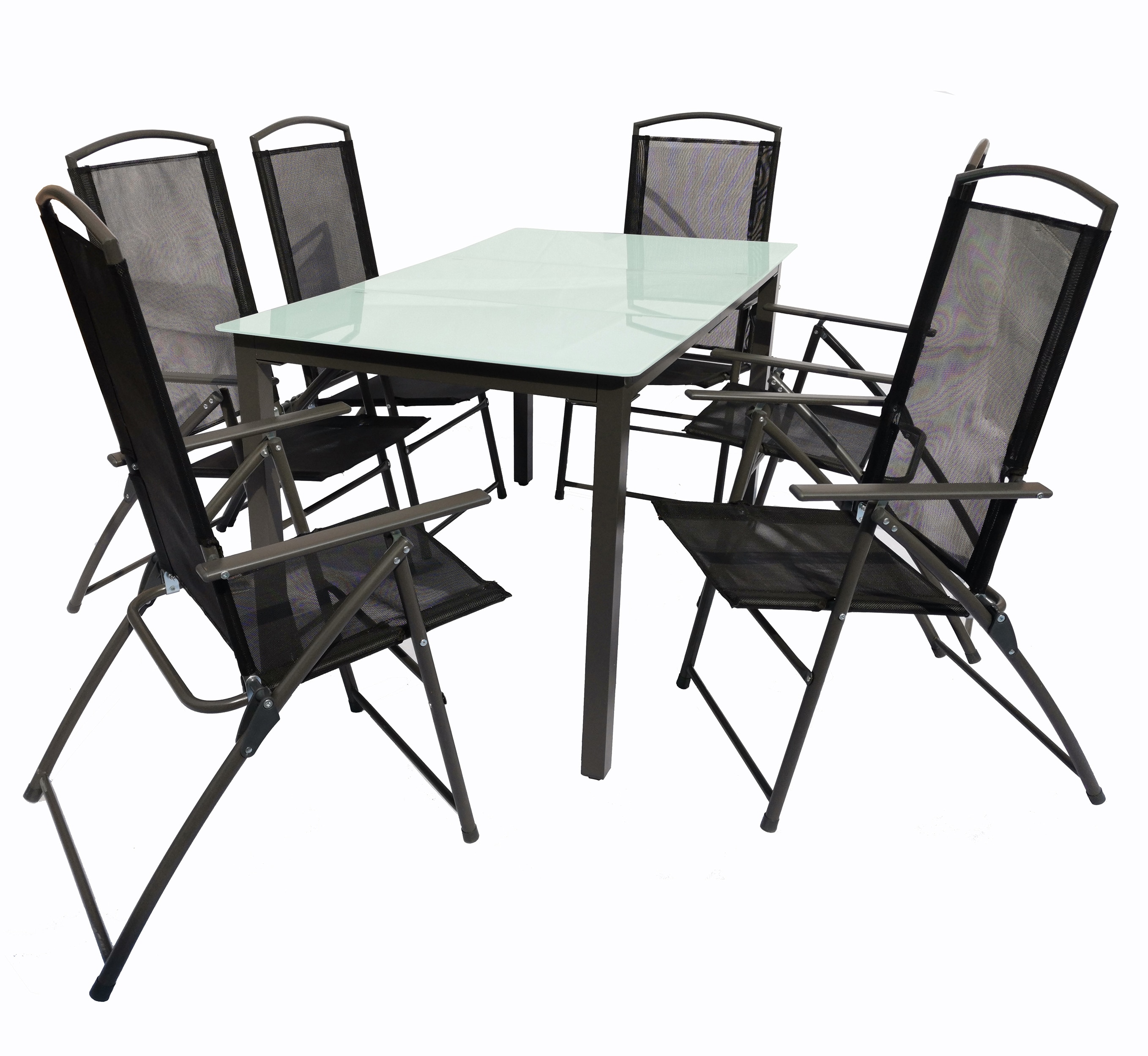 VCM 7-tlg Gartenm&ouml;bel Set | Sitzgruppe Essgruppe | 1x Tisch, 6x St&uuml;hle | Tisch Ma&szlig;e ca. H. 76 x B. 140 x T. 80 cm | Hochlehner Set 140M 