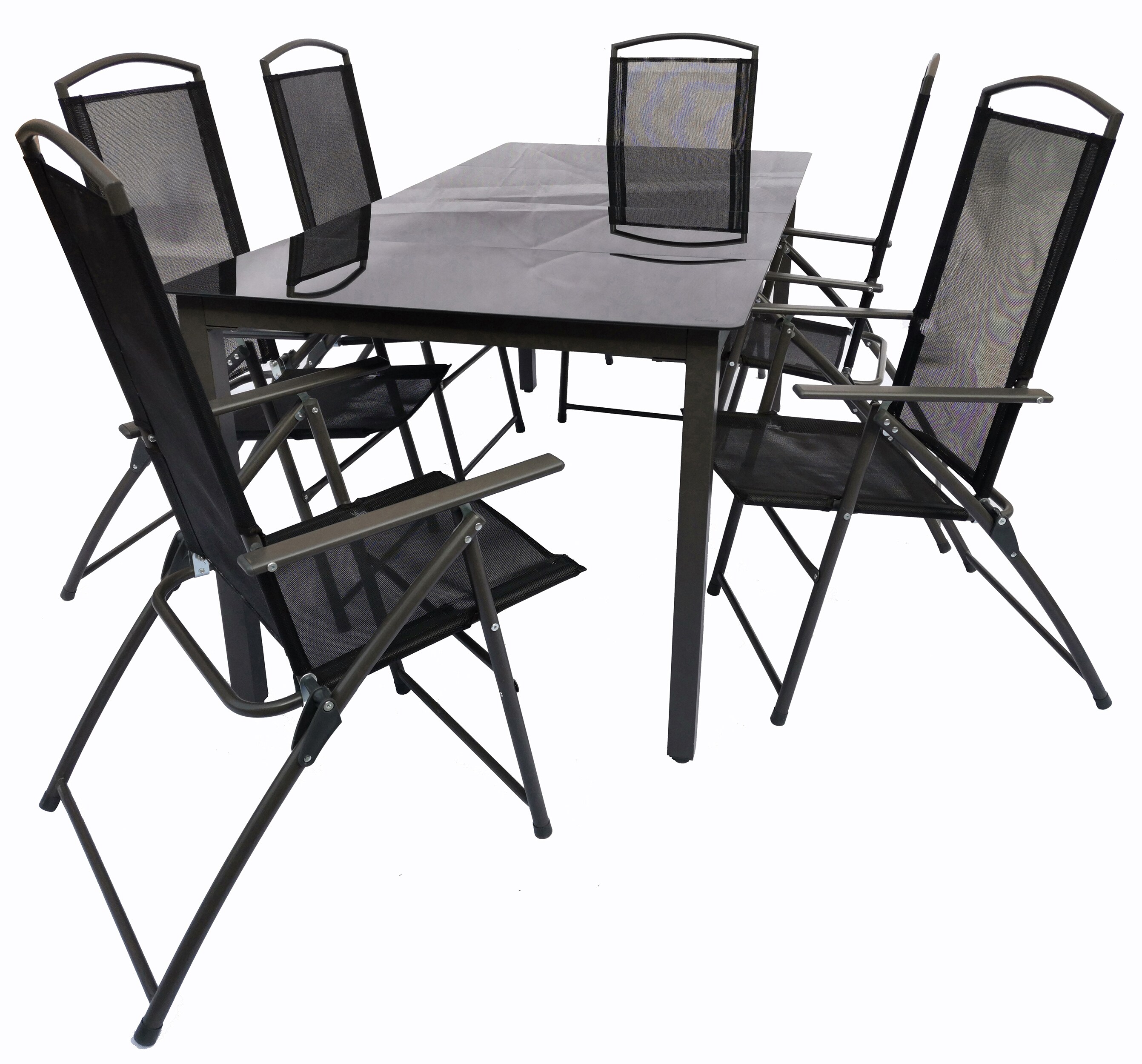 VCM 7-tlg Gartenm&ouml;bel Set | Sitzgruppe Essgruppe | 1x Tisch, 6x St&uuml;hle | Tisch Ma&szlig;e ca. H. 76 x B. 189 x T. 90 cm | Hochlehner Set 189S 