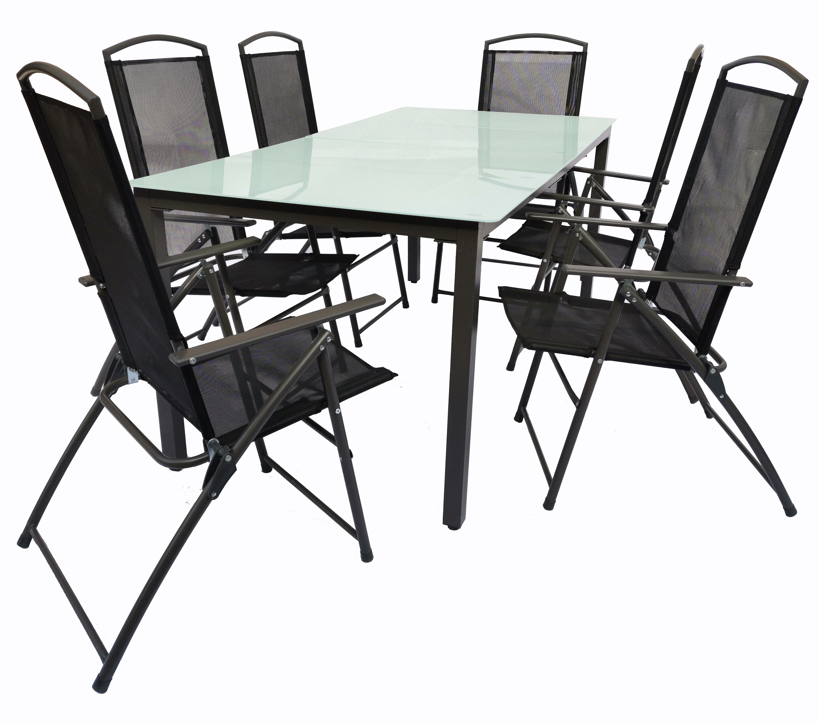 VCM 7-tlg Gartenm&ouml;bel Set | Sitzgruppe Essgruppe | 1x Tisch, 6x St&uuml;hle | Tisch Ma&szlig;e ca. H. 76 x B. 189 x T. 90 cm | Hochlehner Set 189M 