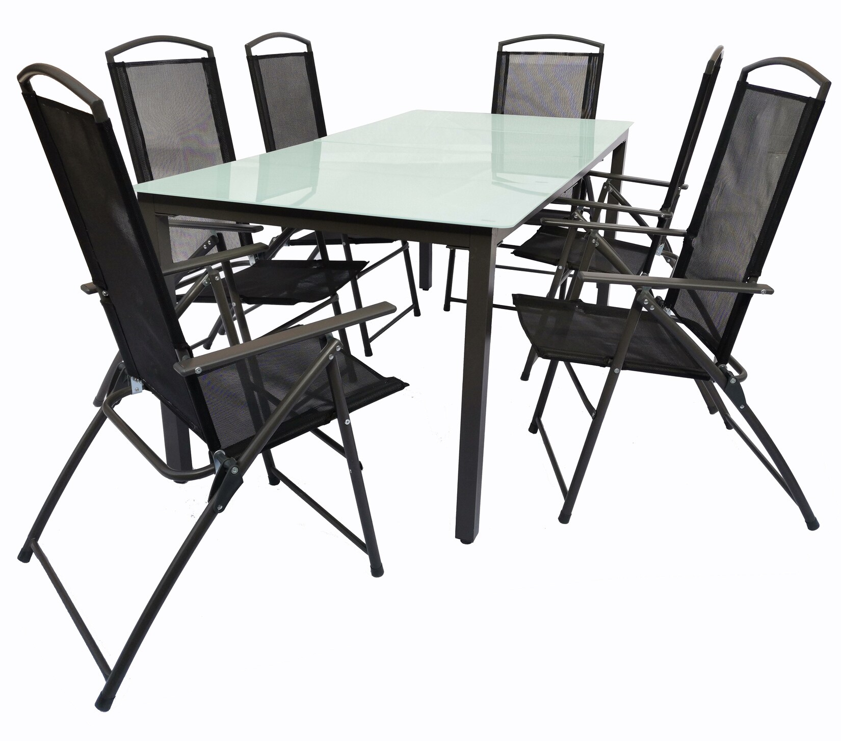 7-tlg Gartenmöbel Set   Sitzgruppe Essgruppe   1x Tisch, 6x Stühle   Tisch Maße ca. H. 76 x B. 189 x T. 90 cm   Hochlehner Set 189M