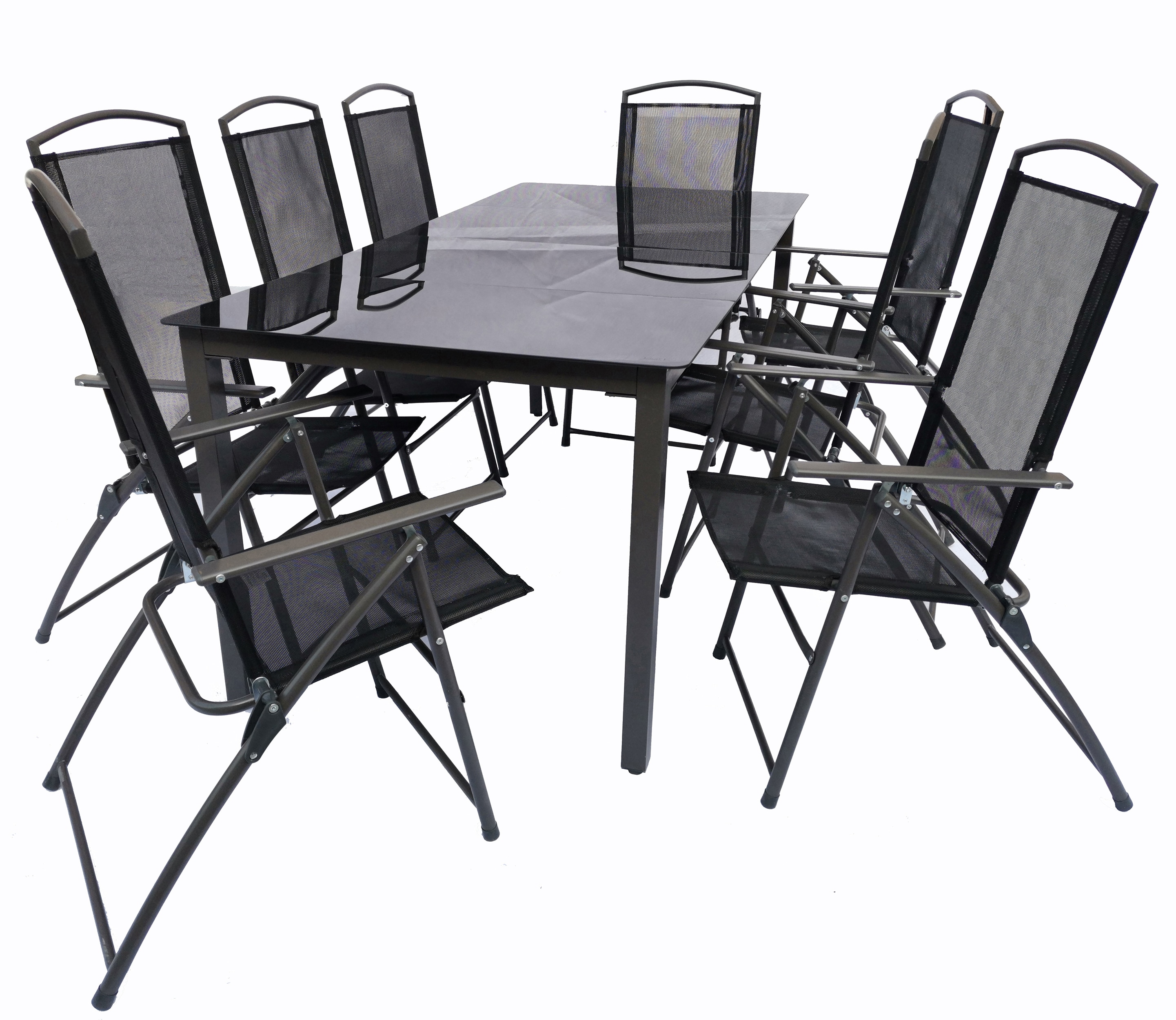 VCM 9-tlg Gartenm&ouml;bel Set | Sitzgruppe Essgruppe | 1x Tisch, 8x St&uuml;hle | Tisch Ma&szlig;e ca. H. 76 x B. 189 x T. 90 cm | Hochlehner Set 189S 