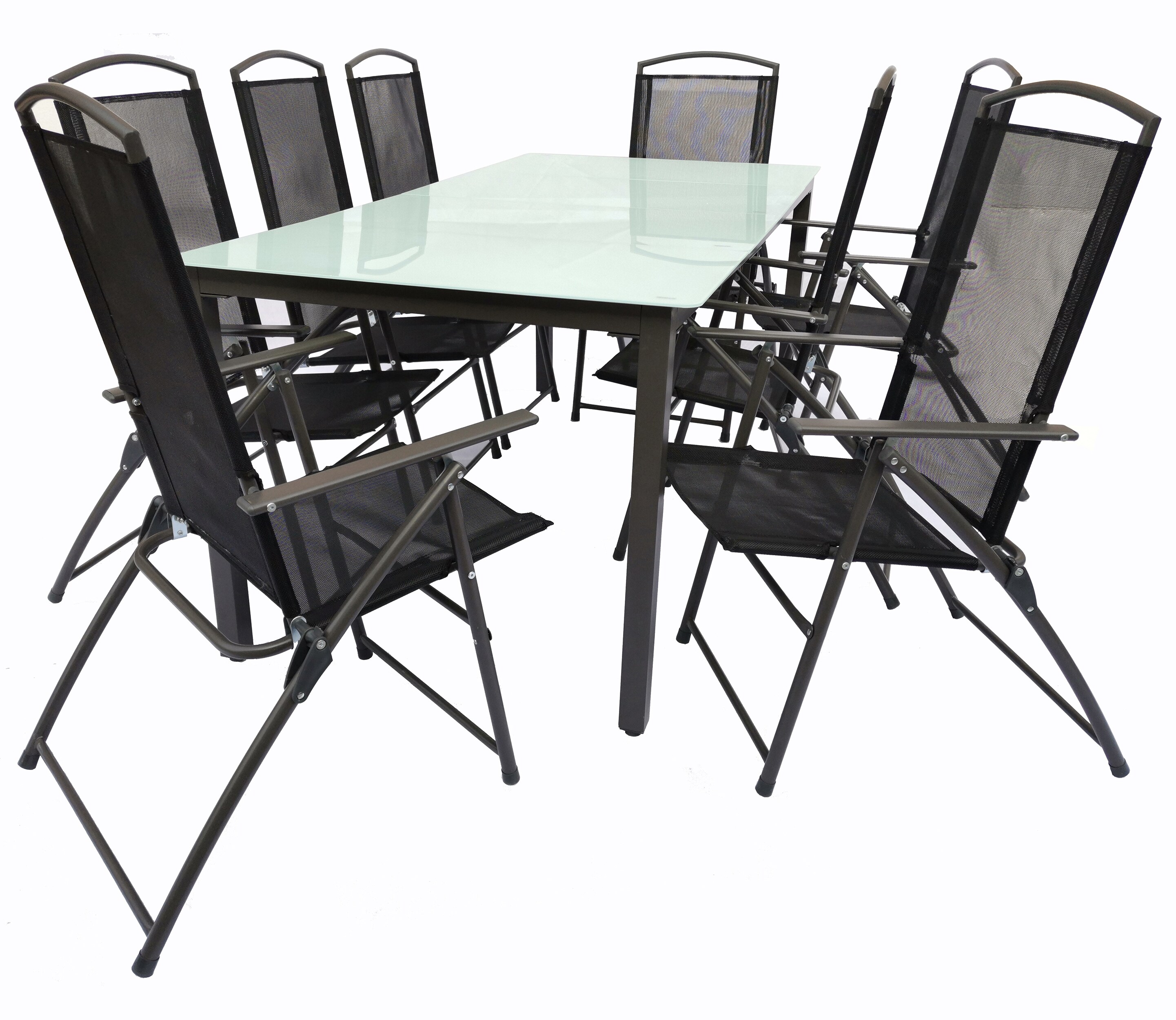 VCM 9-tlg Gartenm&ouml;bel Set | Sitzgruppe Essgruppe | 1x Tisch, 8x St&uuml;hle | Tisch Ma&szlig;e ca. H. 76 x B. 189 x T. 90 cm | Hochlehner Set 189M 
