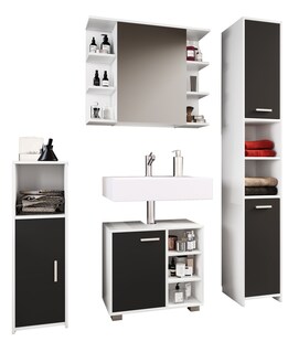 VCM 4-tlg. Badmöbelset | Badmöbel | Set aus Unterschrank, Midischrank, Hochschrank und Spiegelschrank | Badezimmermöbel - Zalo I 