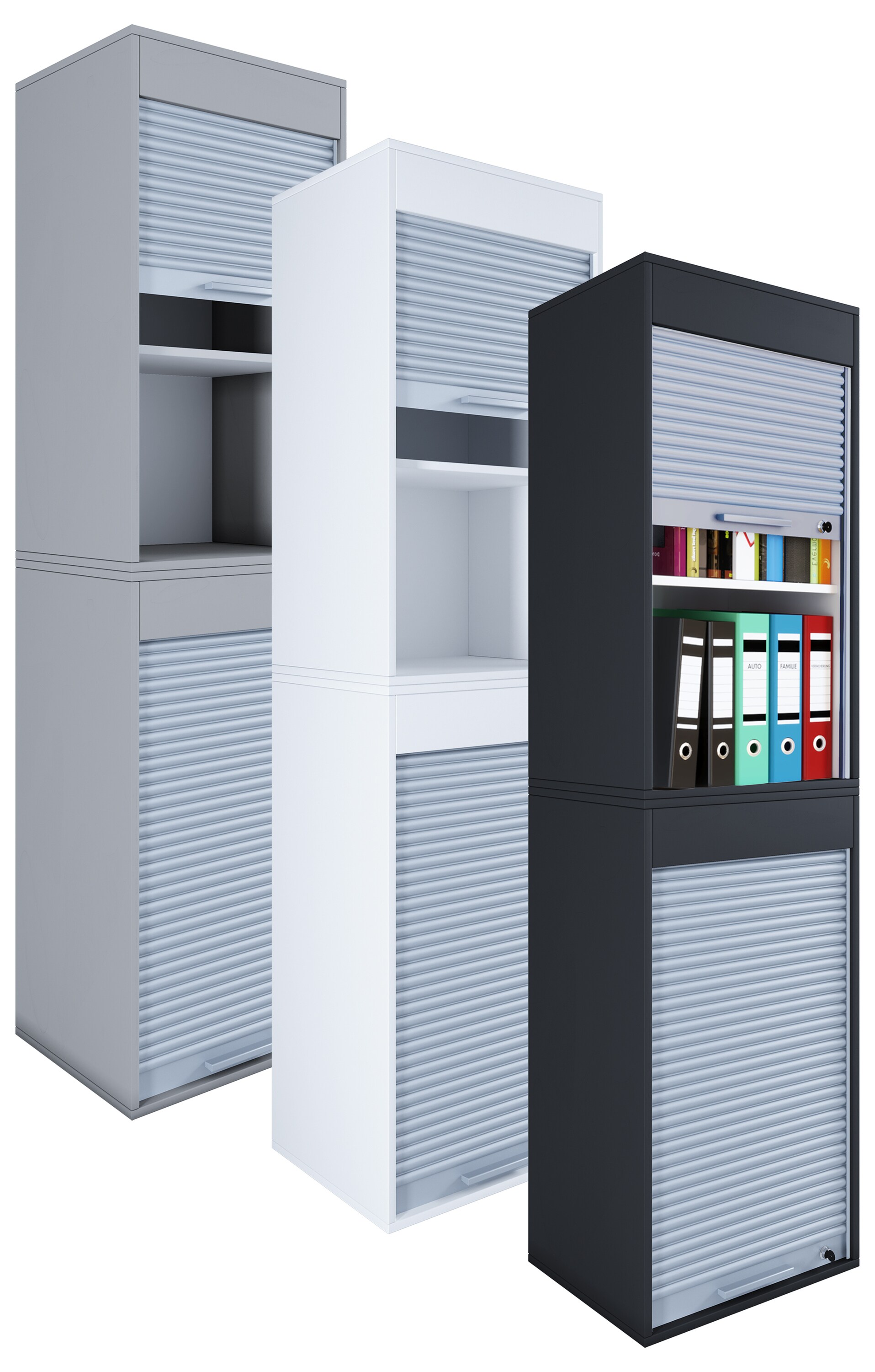 VCM B&uuml;roschrank | Aktenschrank mit Rollladen | Ma&szlig;e ca. H. 186 x B. 50 x T. 40 cm &ndash; Aktos XL 